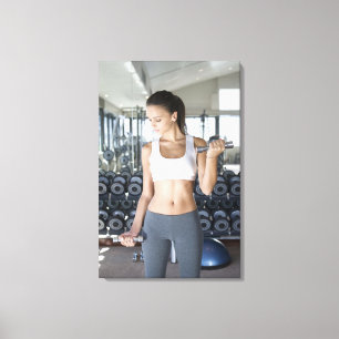 Oefening, gym, sport, vrouw, lichaamsverzorging, d canvas afdruk