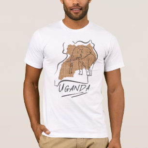 Oeganda Elephant kaart overzicht T-shirt