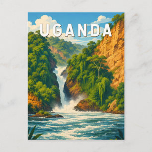 Oeganda Illustratie Reis Kunst Vintage Briefkaart