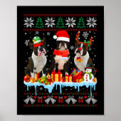 Oeganda Kerstmis Boston Terrier Dog Santa Xmas Dog Poster (Voorkant)