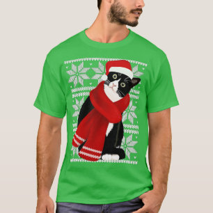 Oeganda Kerstmis Zwarte Kat Santa Hat Scarf Holida T-shirt