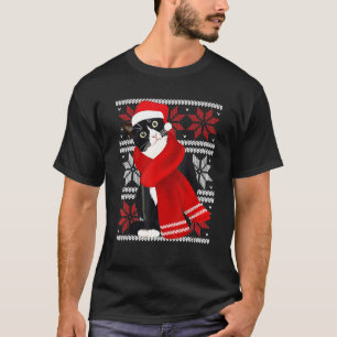 Oeganda Kerstmis Zwarte Kat Santa Hat Scarf Holida T-shirt