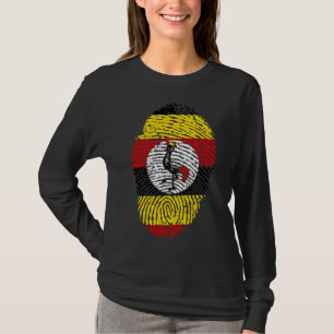 Oegandese Erfgoed Vingerafdruk Zwarte Vrouwen Lang T-shirt