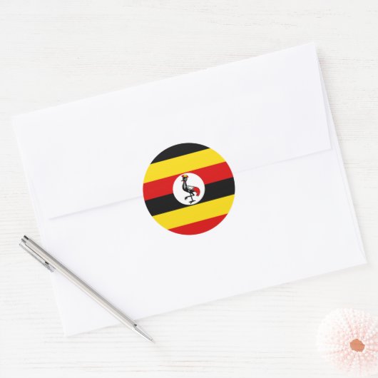 Oegandese vlag ronde sticker (Envelop)