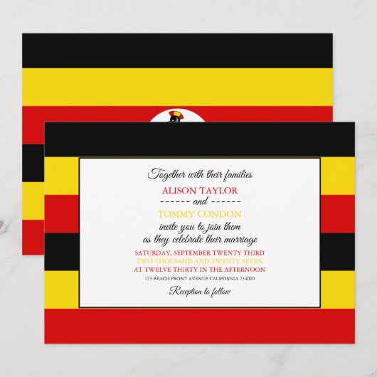 Oegandese vlag, vlag van Oeganda Kaart (Voorkant / Achterkant)