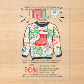 Oegandige kerstfeestdag acryl uitnodigingen (Voorkant)