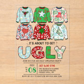 Oegandige kerstfeestdag acryl uitnodigingen (Voorkant)