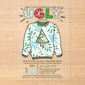 Oegandige kerstfeestdag acryl uitnodigingen (Voorkant)