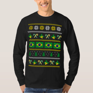 Oegandige kerstSweater Braziliaanse vlag, half Bra T-shirt
