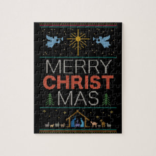 Oegenaamd kerstliefhebber Merry Christus Mas Relig Legpuzzel