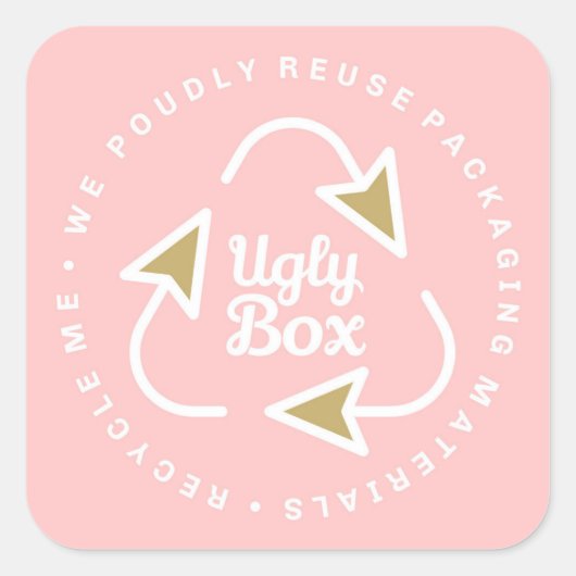 Oegly Box Recycled Packaging Sticker Roze en bruin (Voorkant)