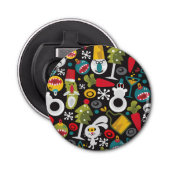 Oegly Kerstmis en Happy Nieuwjaar Button Flesopener (Voorkant)