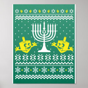 Oegly Kerstmis Hanukkah Sweater - Happy Hanukkah Poster
