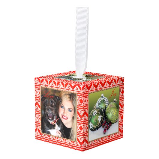 Oegly Sweater Custom Photo Cube Kerstversiering Kubus Ornament (Voorkant hoekig)