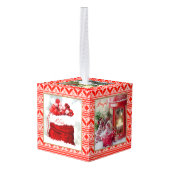 Oegly Sweater Custom Photo Cube Kerstversiering Kubus Ornament (Achter hoekig)