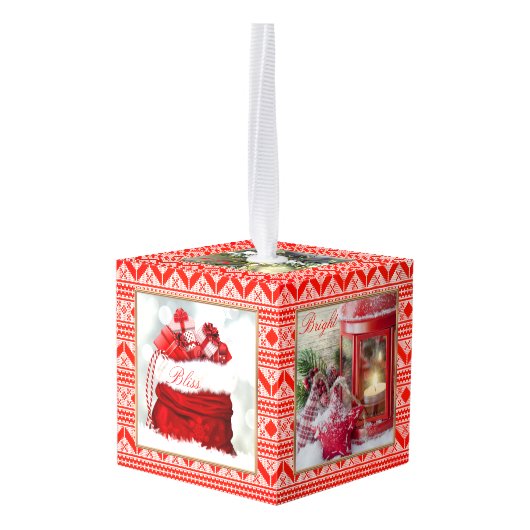 Oegly Sweater Custom Photo Cube Kerstversiering Kubus Ornament (Achter hoekig)