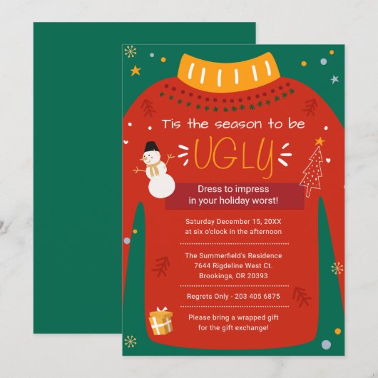 Oegly Sweater Kerstparty Modern Kaart (Voorkant / Achterkant)