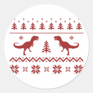 Oegly T-Rex Dinosaur kerstkeuter Ronde Sticker