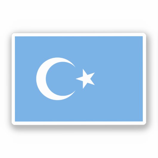 Oeigoer/Oost-Turkestan Vlag Sticker (Voorkant)