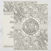 Oeil Argent Swirl Coeur Élégant Invitation Mariage (Devant / Derrière)
