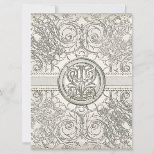Oeil Argent Swirl Coeur Élégant Invitation Mariage (Devant)
