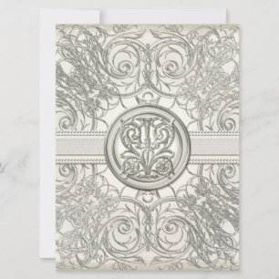 Oeil Argent Swirl Coeur Élégant Invitation Mariage