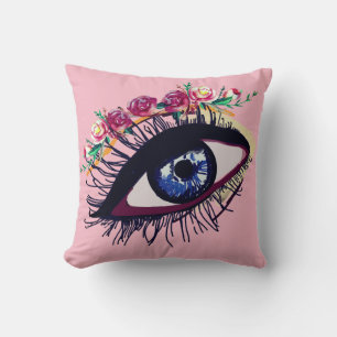 Oeil bleu et fleur Coussin d'été personnalisé