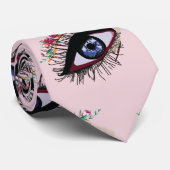 OEil bleu et fleurs dessiner Cravate (Roulé)