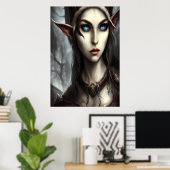 Oeil bleu féminin jeune elfe | AI Art Poster (Bureau à domicile)