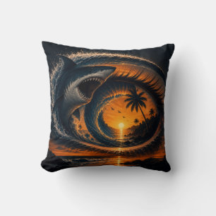Œil de la Vague – Coussin jeté Surrealiste Requin