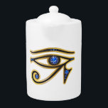 Oeil de saphir de Ra dans la théière d'or<br><div class="desc">Beau et élégant "oeil symbole de Ra" d'Egypte antique, le symbole de leur divinité. Les canaux d'or réglés avec de belles pierres précieuses, parfaites pour n'importe quelle fan de changement égyptien d'art. la couleur d'arrière - plan en allant le customiser, éditent alors, puis vers le bas à l'arrière - plan,...</div>
