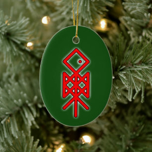 Œil d'Odin Viking Bindrune Yule Ornement en Cérami
