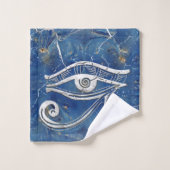 Oeil égyptien argenté de Horus sur le marbre bleu (Gant de toilette)