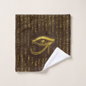 Oeil égyptien d'or de Horus et de hiéroglyphes (Gant de toilette)