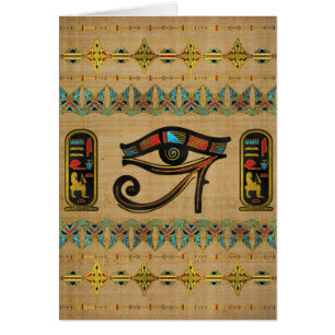 Oeil égyptien d'ornement de Horus sur le papyrus