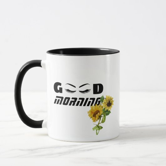 Oeil Lashes Fleurs Soleil Bon Matin Maman Mug Café (Gauche)