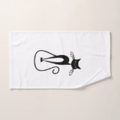 Oeil vert de perçage de chats noirs lunaires (Serviette à main)