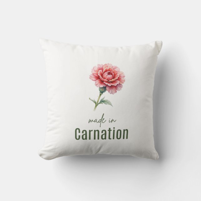 Oeillet de janvier Fleur de naissance Coussin Aqua (Recto)