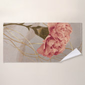 Œillet Rose Pâle Floral Or (Serviette de bain)