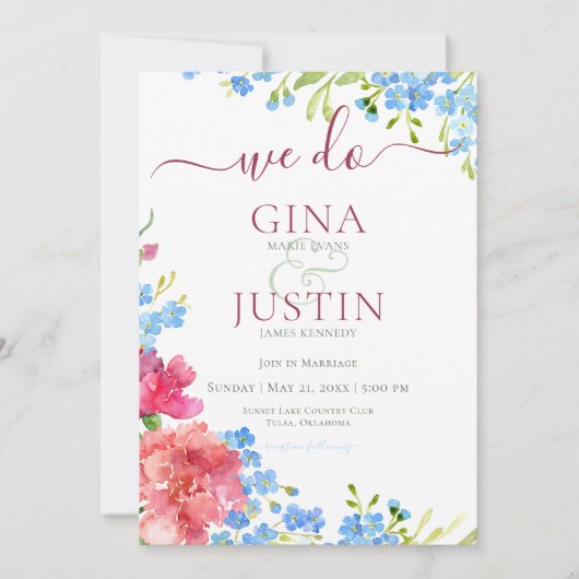 Oeillets et Faire-part de mariage de notes d'oubli (Devant)