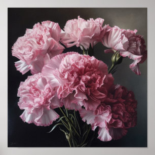 Oeillets roses Fleur Art Imprimer Poster