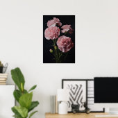 Oeillets roses Fleur Art Imprimer Poster (Bureau à domicile)