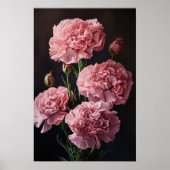 Oeillets roses Fleur Art Imprimer Poster (Devant)