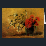 Oeillets rouges et blancs par Vincent van Gogh<br><div class="desc">Vase avec oeillets rouges et blancs sur Arrière - plan jaune par Vincent van Gogh. Ce post impressionnisme d'art vintage à fleurs mortes présente un bouquet de fleurs d'oeillets en fleurs du jardin dans un vase. À propos de l'artiste : Vincent Willem van Gogh (1853-1890) fut l'un des peintres Post...</div>