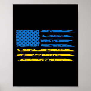 Oekraïens-Amerikaanse vlag Amerika Usa Oekraïne on Poster