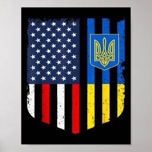 Oekraïens-Amerikaanse vlag Oekraïne VS Amerika Sch Poster