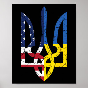 Oekraïens-Amerikaanse vlag symbool liefde steun on Poster