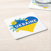 Oekraïens bloemhart vierkante kartonnen onderzetter (Schuin)