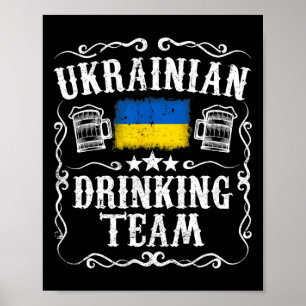 Oekraïens drinkteam T-shirt Grappige Oekraïne vlag Poster