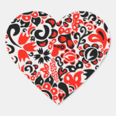 Oekraïens etnische folk art floral pattern absrtac hart sticker (Voorkant)